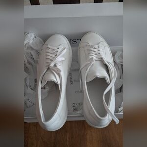 New, Gustin White Low Top Leather Sneakers